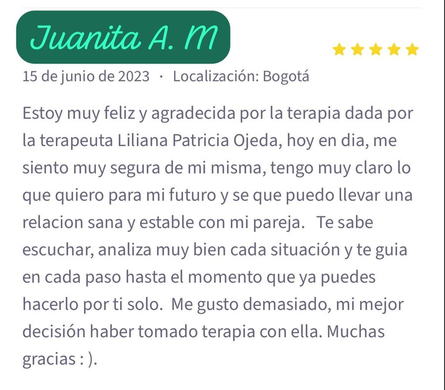 Testimonio de una paciente de Liliana Patricia, 5 de 10