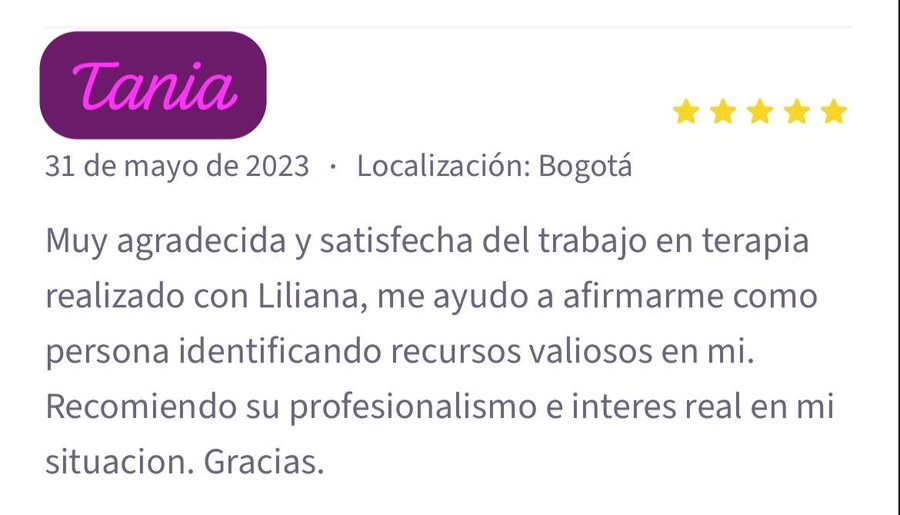 Testimonio de una paciente de Liliana Patricia, 4 de 10