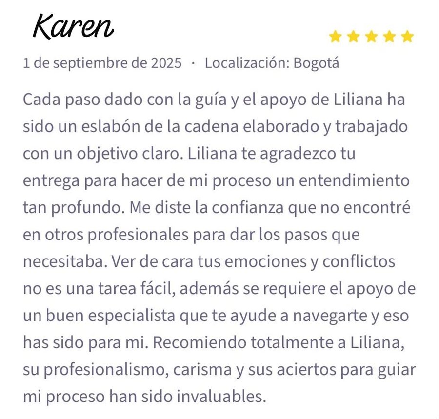 Testimonio de una paciente de Liliana Patricia, 10 de 10